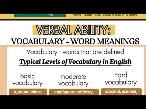 CIVIL SERVICE EXAM | Verbal Ability: Vocabulary - Word Meanings | CSE Online Reviewer