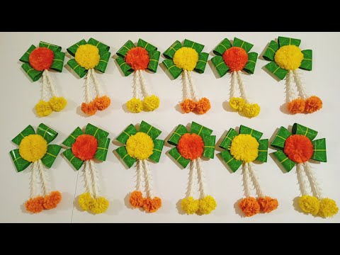 Navratri decoration ideas for home / mango leaves & marigold flowers decoration at home