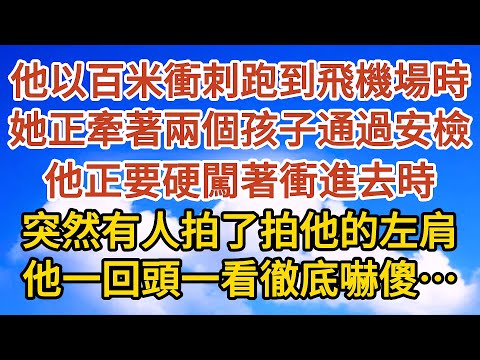 【完結】他以百米衝刺跑到飛機場時，她正牽著兩個孩子通過了安檢，他正要硬闖著衝進去時，突然有人拍了拍他的左肩，他一回頭一看徹底嚇傻#愛情 #婚姻 #情感故事 #故事 #小說#現代言情