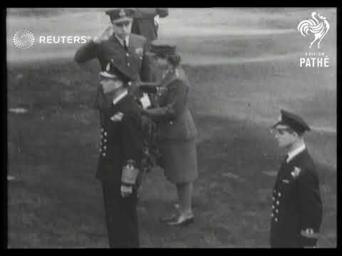 Royalty attend and participate in Remembrance Day at the Cenotaph at Whitehall for WWI and...(1947)