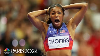 Gabby Thomas gets her long-awaited gold medal in women’s 200m | Paris Olympics | NBC Sports