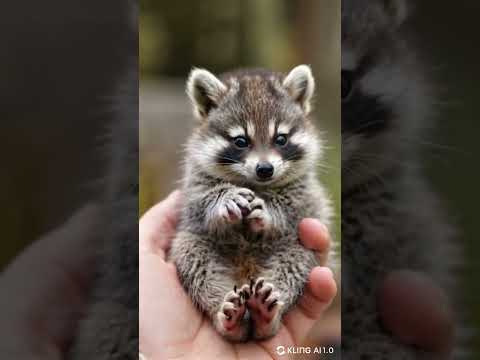 Tiny Raccoon in Your Hand: Adorable Mini Mischief Maker! 🦝 #TinyTales