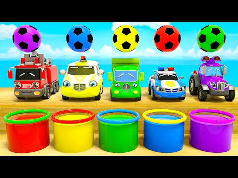 Color Balls & Sing a Song! | Wheels On the Bus, cars and paints | Baby Nursery Rhymes & Kids Songs