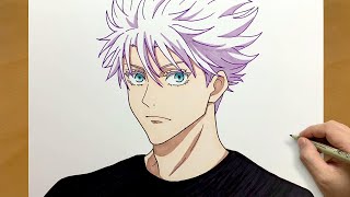 How to Draw Gojo Satoru from Jujutsu Kaisen | Anime Art Process