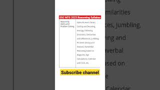 SSC MTS 2023 Reasoning Syllabus | #reasoning #ssc #mts #mtsstrategy #shorts