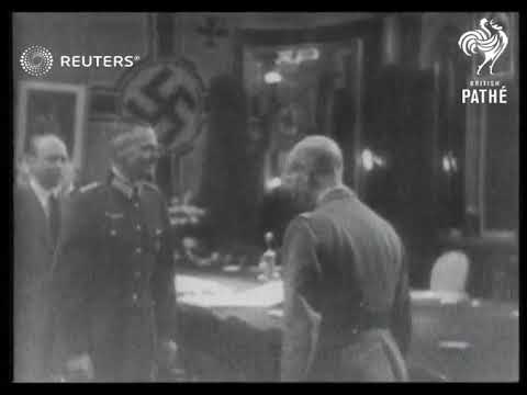 The signing of the French-German armistice of June 1940 in the raiway carriage where the 1...(1941)