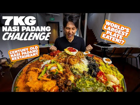 7KG NASI PADANG CHALLENGE! | World's Largest Plate Eaten Solo?! | 100 Years Nasi Padang Restaurant!