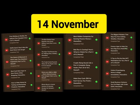 14 November Memefi All Video Code | Memefi Video Code 14 November | Memefi video  Code today