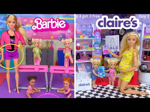 Barbie Doll Family Gymnastics Class and Claire's Shopping