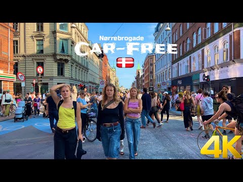 Fantastic Car-Free Sunday At Nørrebrogade | Coolest Place in Copenhagen Denmark | 4k Walk | Sep 2023