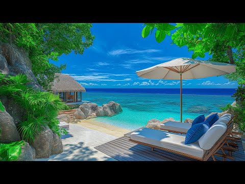 Maldives Beach Space & Vibrant Bossa Nova Jazz - Bossa Nova Jazz Tunes With Ocean Waves To Start Day