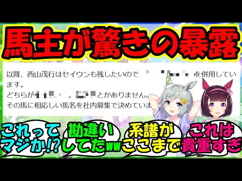 『ニシノセイウン冠名について西山オーナーが衝撃の暴露！？』に対するみんなの反応集 ウマ娘 まとめ 速報 競馬 【ウマ娘プリティーダービー】【かえで】