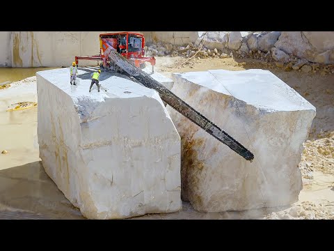 Extreme Method to Cut Expensive Marble Rocks in Quarry