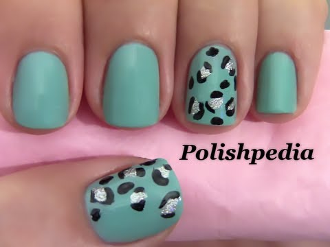 Teal Cheetah Print Nails