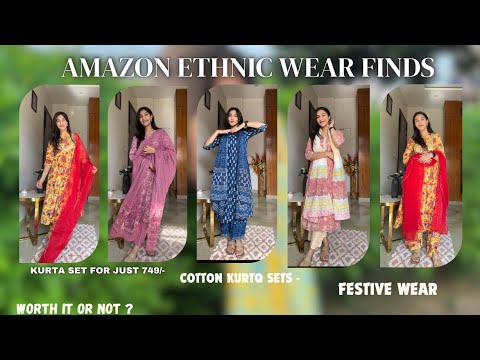 Amazon ethnic wear sale try on haul || cotton kurta set for just 749/- || my best Ethnic finds