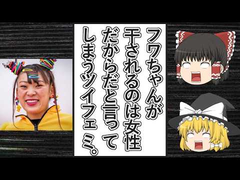 【ゆっくり動画解説】フワちゃんがやす子さんに言い放った暴言で大炎上、それをツイフェミ達がなぜか男叩きに利用する