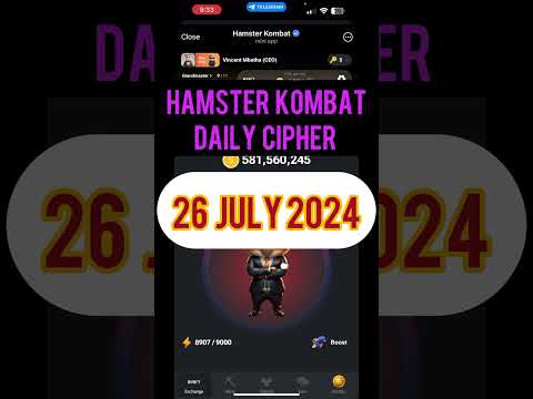 Hamster Kombat Daily Cipher: 26 July 2024  #dailycombohamsterkombat #hamsterkombatdailycombo #crypto