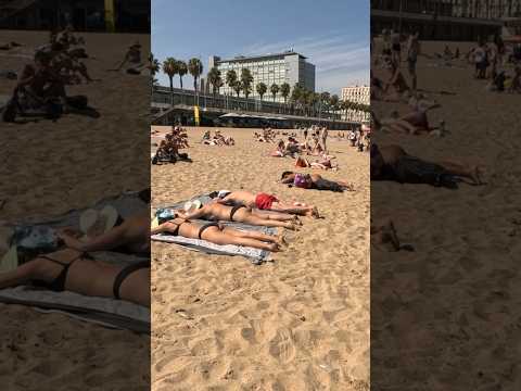 Barcelona Spain Barceloneta BEACH #shorts#beach #2024 #mallorca #nice #travel #shortsviral #walking