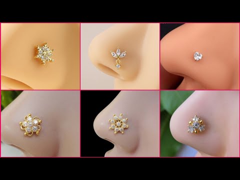 diamond nose pins, latest diamond nose pin designs, Light weight diamond nose pin