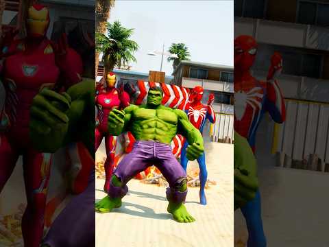 GTA V : HULK AND IRON MAN SAVING SPIDERMAN 😱| #shorts #gta5