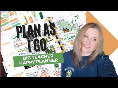 Plan As I Go | Planner Set Up | BIG Teacher Happy Planner | Stamping  Stamps Stickers Washi Tape