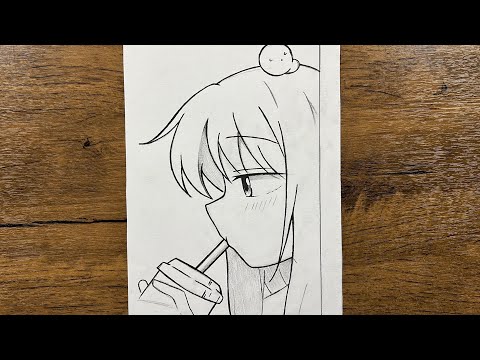 Anime girl drawing | How to draw anime girl drinking soda 🥤