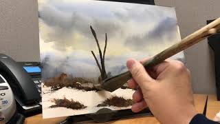 Beginner Watercolor Winter Scene