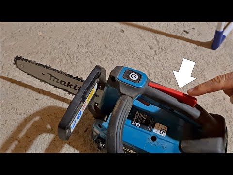 Continuous cutting without pressing the top white button (Makita DUC254 electric chainsaw)