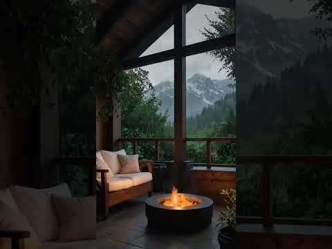 Chill Pavilion Nook in Rain🌧️🔥 #rain #fireplace #relax #rainsounds #vibe #relaxing