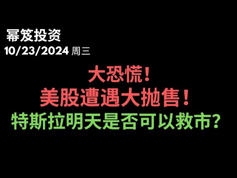 第1309期「幂笈投资」10/232024 今天美股全线下跌，盘中遭遇大跌，入场，吃大v福利！｜ 特斯拉财报利好，明天是否可以救市？｜ moomoo