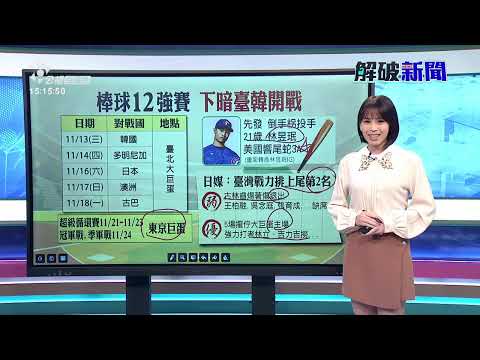 【解破新聞】世界12強棒球賽 咱戰韓國、總教練喝摃入東京 | 公視台語台 | 20241113