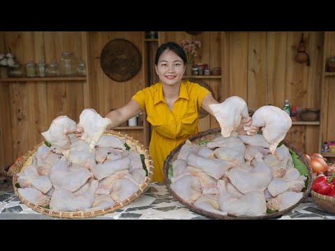 Cooking with country style,Delicious dried chicken with lemon leaves - Amazing cooking video