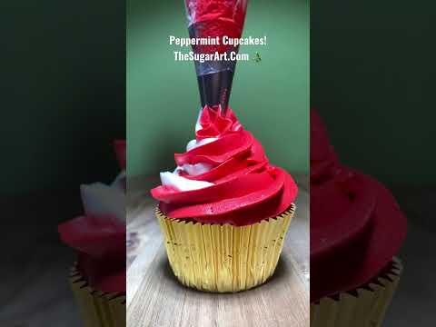 Easy Peppermint Cupcakes for Christmas! Best Red Color For Icing 🧁 #shorts