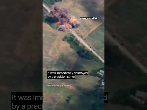 Ukrainian reconnaissance UAV operators spotted a Russian BM-21 Grad #warinukraine #russia #shorts