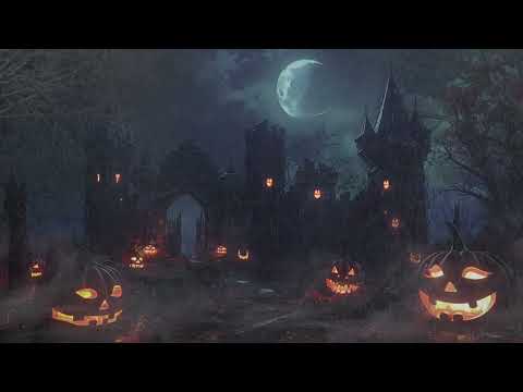 Halloween Ambience in Haunted Castle | Rain, Thunder & Creepy Night Sounds