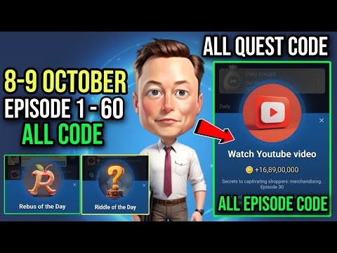 X Empire Youtube Code Today 8 October | Xempire Youtube Code Today X Empire Episode 60,59,58,60 code