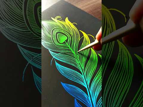 Peacock feather || Mor pankh 😍😱 on magic scratch book......#drawing #art #viral #asmr #scratchbook