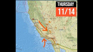 California Elevated earthquake activity. Solar Storm happening now. Thursday 11/14/2024