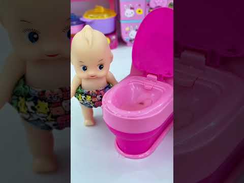 Satisfying With Unboxing Miniature Funny Toilet And Baby Set Toys, ASMR Videos,Review Toys