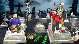 Overnight Stay in Graveyard Survival Eating Challenge Hindi Kahani Hindi Moral Stories Comedy Video