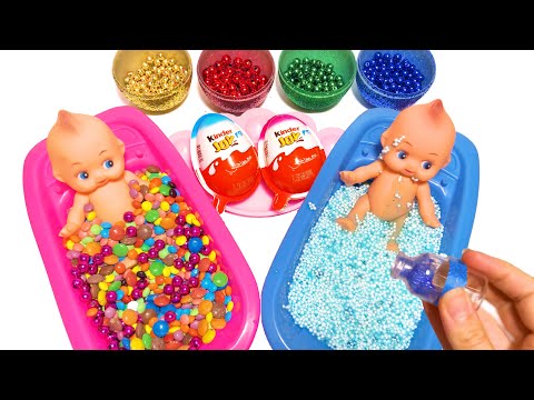 Oddly Relaxing Video l How to Make Rainbow Baby Bath Pool into Mix Slime from Ball Cutting ASMR #101