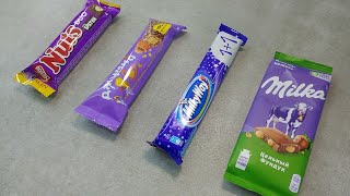 ASMR Chocolate Opening: Nuts, Jumka, Milky Way Chocolate, Milka Milk Chocolate | Satisfying Video