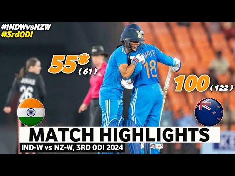 India Women vs New Zealand Women 3rd ODI Highlights 2024 | INDW vs NZW 3rd ODI 2024 Highlights