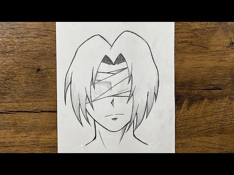 How to draw blindfold anime character easy step-by-step