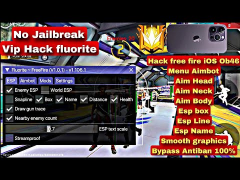 iOS Hack Free Fire ob46 vip Fluorite Aimbot Esp Rank CS Working Bypass Antiban Safe 100%