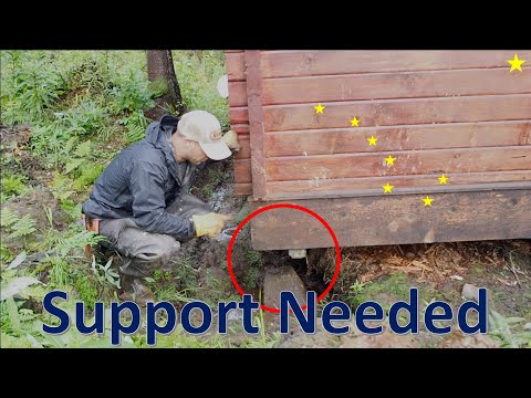 Alone in Remote Alaska: Remote Cabin, Off Grid Lawn Mower, Bear Sign, Fix Foundation