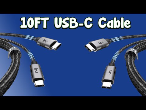 10ft USB C to C Cable | 100W Fast Charge | MacBook Pro, iPad Pro, Dell XPS Compatible