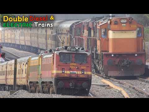 Double ELECTRIC and Double DIESEL Trains at Full Speed Action | Indian Railways