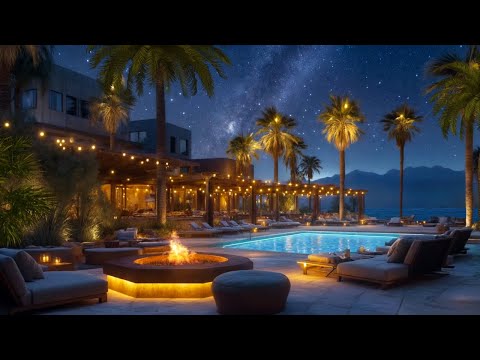 Serene Tropical Beach Resort Ambience at Night | Gentle Ocean Waves & Cricket Melodies