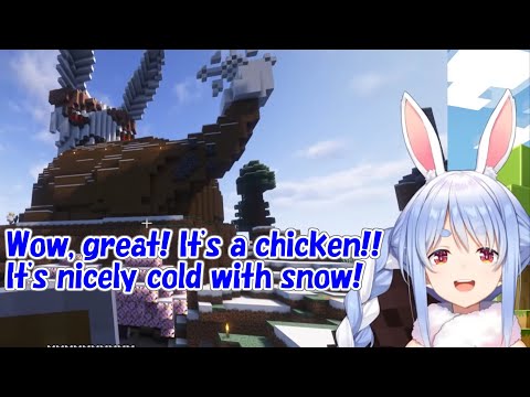 [Hololive] Pekora's fan made a cold chicken in Minecraft.[Eng sub]